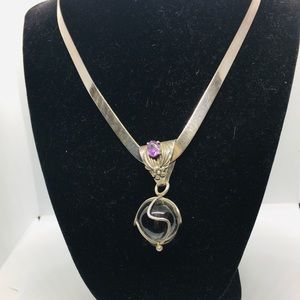 SterlingSilver Pools ofLight/Crystal Ball Necklace